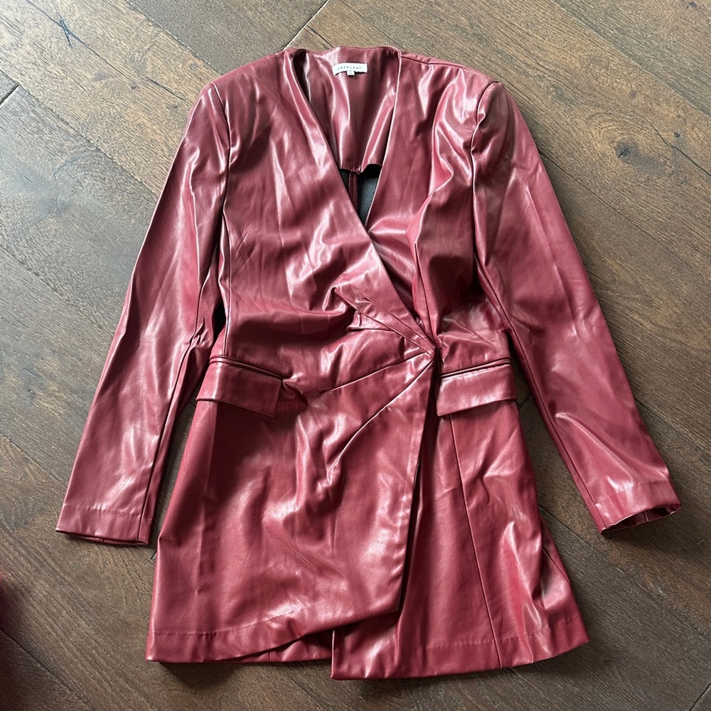 Elegant Burgundy Women's Leather Dress